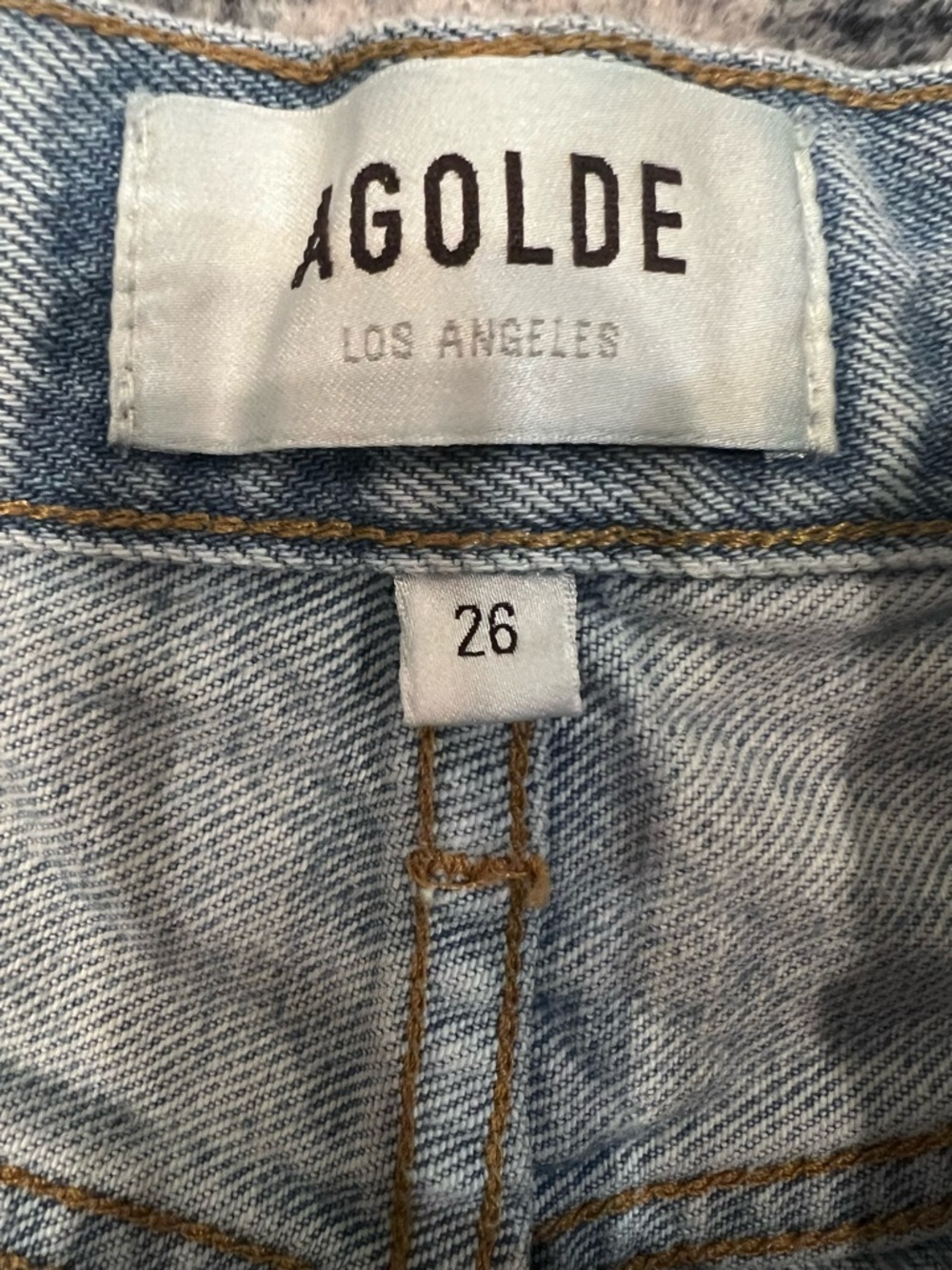 Agolde Light Blue Distressed High-Rise Denim Shorts - Picture 2 of 3